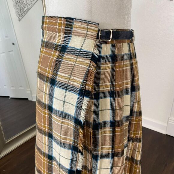 Deans of Scotland 100% pure Wool 90s VTG Wool Plaid Scottish Kilt Wrap Skirt S M - Picture 4 of 7